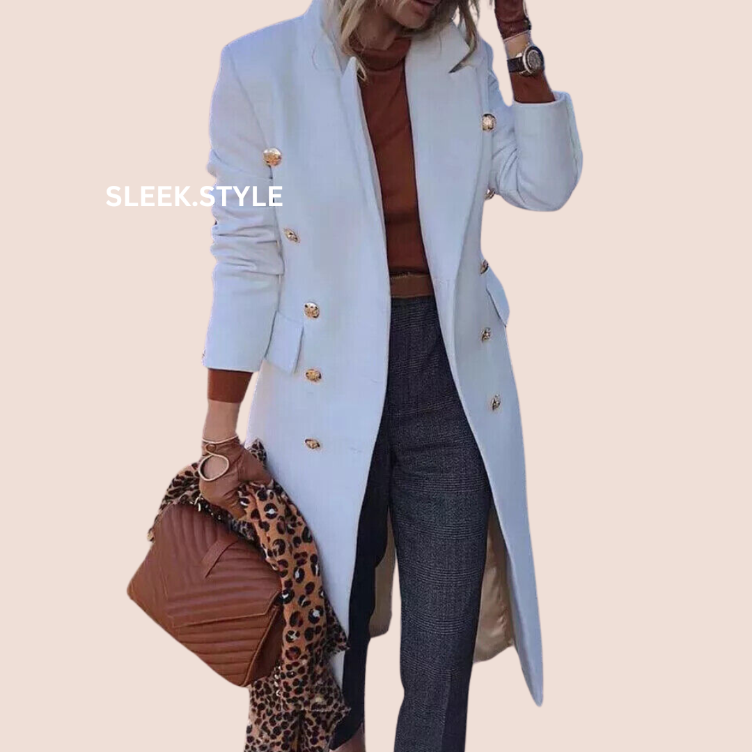 White Lambskin Leather Trench Coat for Women – Stylish Long Midi Coat-image