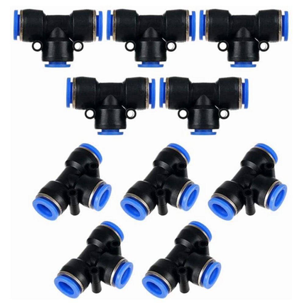 Pneumatic Push-to-Connect Union Tee Fitting - One Touch Air Line Connector - Composite Material