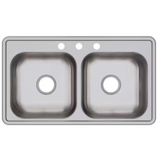 Dayton 33 X 19 In. Drop Kitchen Sink Stainless Steel Double Bowl