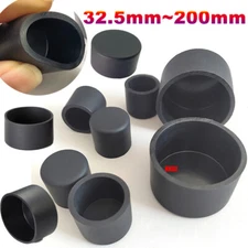 Black Round Silicone Rubber End Caps Blanking Stopper Cover Pipe Tube 32.5~200mm