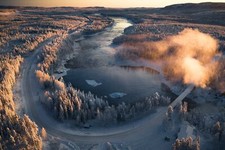 Landscape sweden nature road winter trees snow ice Custom Gaming Mat Desk
