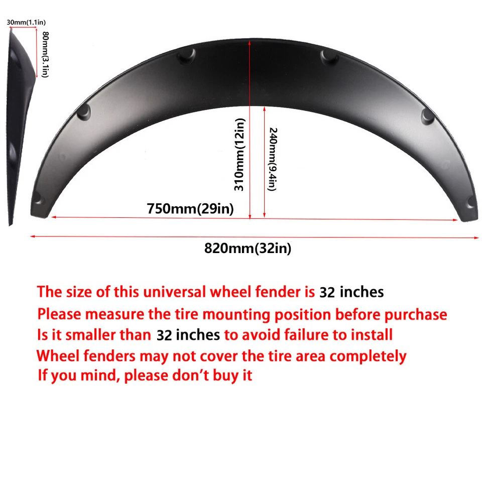 For Volkswagen Golf MK5 MK6 MK7 Universal Fender Flares Wheel Arches 32"4Pcs - Image 3 of 4