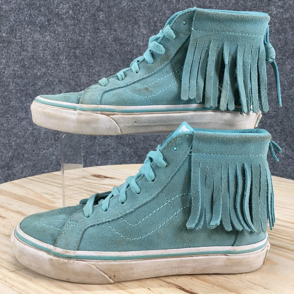 Vans Shoes Youth 3.5 Womens 5 Old Skool High Top Fringe Skater Sneakers Blue - Image 2 of 4