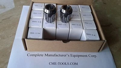 CME 19 pcs ER25 Collets set, 1/16" to 5/8" by 1/32nds increase, #ER25-SET19--new