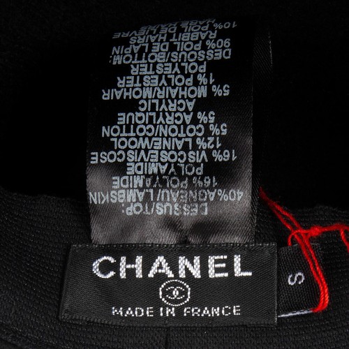 62144 auth CHANEL black & gold LEATHER TRIM TWEED RIDING Hat S - 第 5/6 張圖片