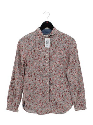 Aigle Damen Shirt UK 8 Multi Floral 100% Baumwolle Langarm Kragen Basic