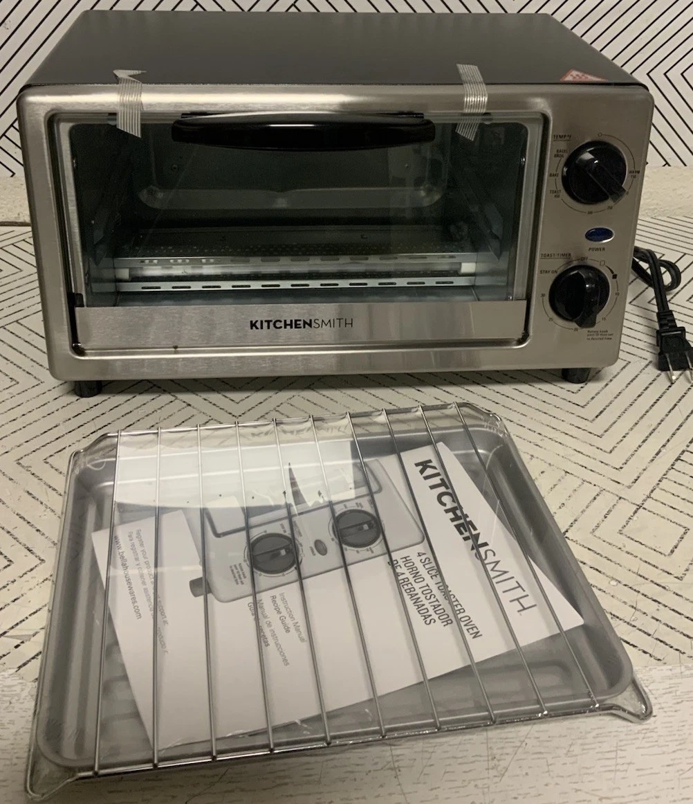 ➿ Kitchen Smith 4 Slice Toaster Oven (1000 Watt) Silver 🆕👉Small Dent👈No Box👇
Opens in a new wind