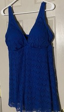 Swimsuits For All Plus Size Lace Swim Dress Swimsuit Size 16 Blue NWT