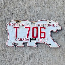 1977 1978 Northwest Territories Trailer License Plate Auto Tag Polar Bear T 706