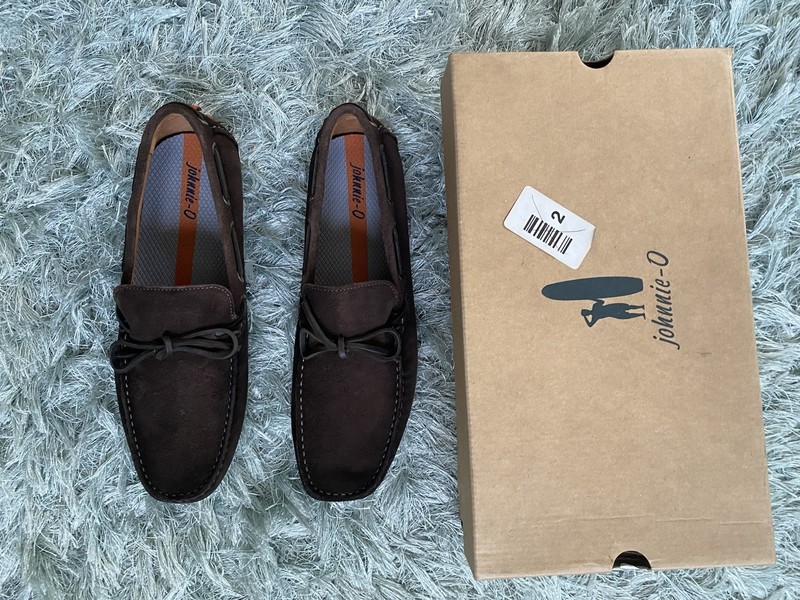 Johnnie-O Men’s Getaway Driver Loafer Dark Brown Suede 10.5 M Slip-On Moccasin