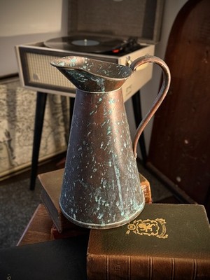 Vintage Kupfer Rustikal Krug Kanne Patina Landhaus Landhaus Deko Vase
