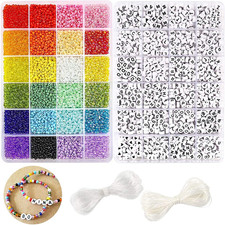 12000Pcs 3Mm Glass Seed Beads for Bracelets Making Kit with Letter Alphabet Bead