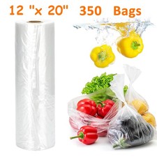 1 Roll 350 Bags 12" x 20" Clear Plastic Produce Bag On Roll Kitchen Food Storage
