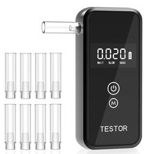 Portable Professional Breathalyzer Alcohol Tester High-Accuracy w/ 8 Mouthpieces