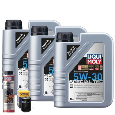 Motoröl 5W30 LIQUI MOLY Leichtlauf Special Tec 3L+HENGST Ölfilter +Spülung