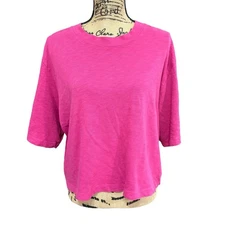 Cotton Citizen Tokyo Cropped T-Shirt Oversized Pink Fuchsia Size Large