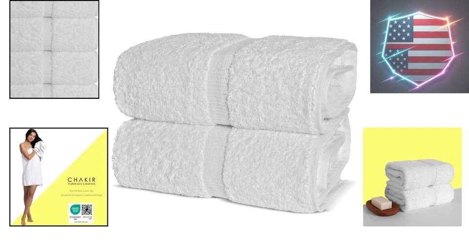 Juego de 2 sábanas de baño extra grandes de algodón turco de 35""x70"" - Certificado Oeko-Tex Foto 2 de 4