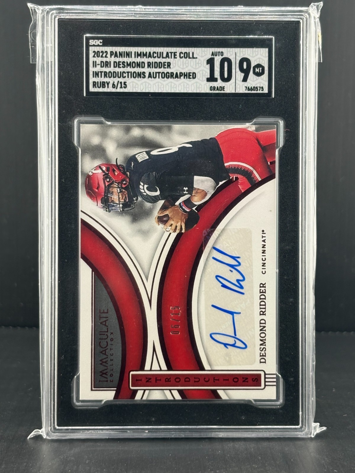 2022 IMMACULATE COLLEGIATE DESMOND RIDDER RC AUTO RED INTRODUCTIONS /15 SGC 9/10 view 1