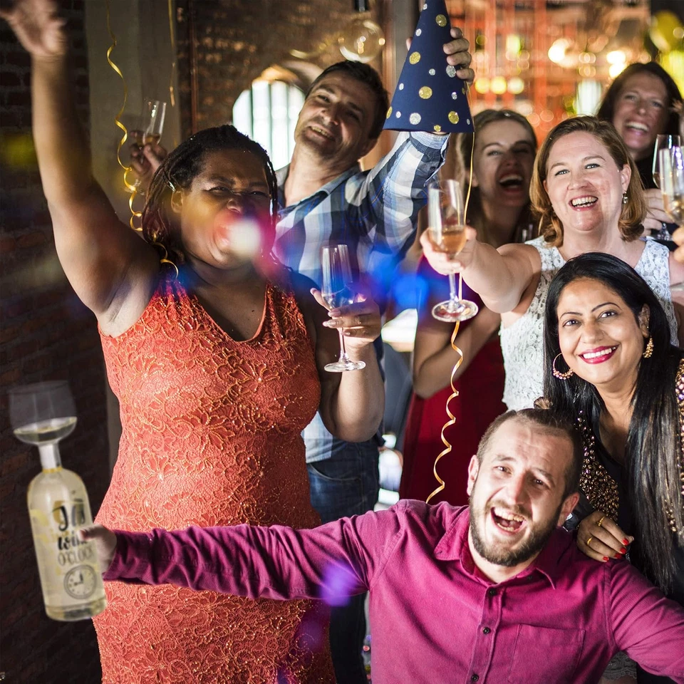 Relaxdays Bottiglia E Bicchiere in Vetro per Vino, XL, Con Scritta Decorativa, R - Immagine 2 di 4