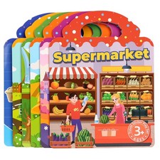 6 Sets Reusable Sticker Book Jelly Sticker Books for Toddler Travel Toys For Gir