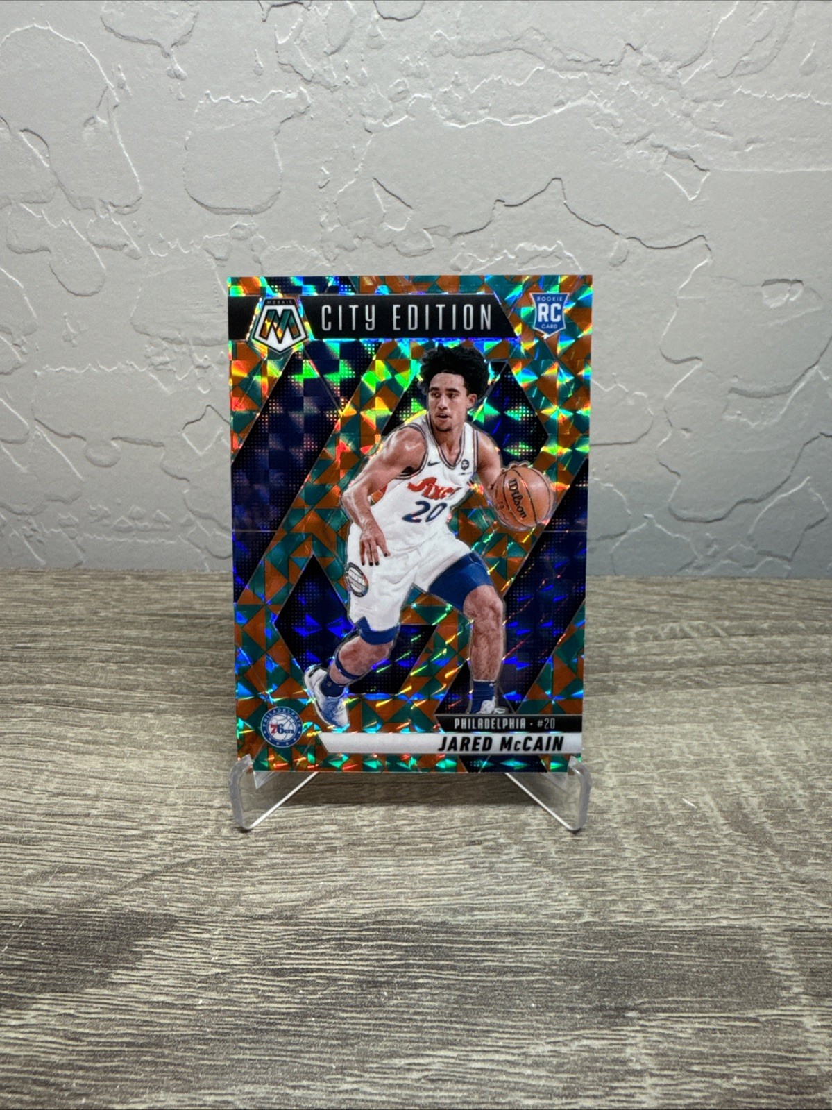 2024-25 Panini Mosaic Jared McCain City Edition Tessellation Prizm Rookie RC /15