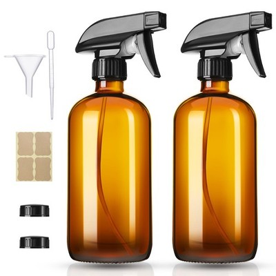 Vitreaux 2 Pack Amber Glass Spray Bottles,16oz Glass Spray Bottles Refillable...