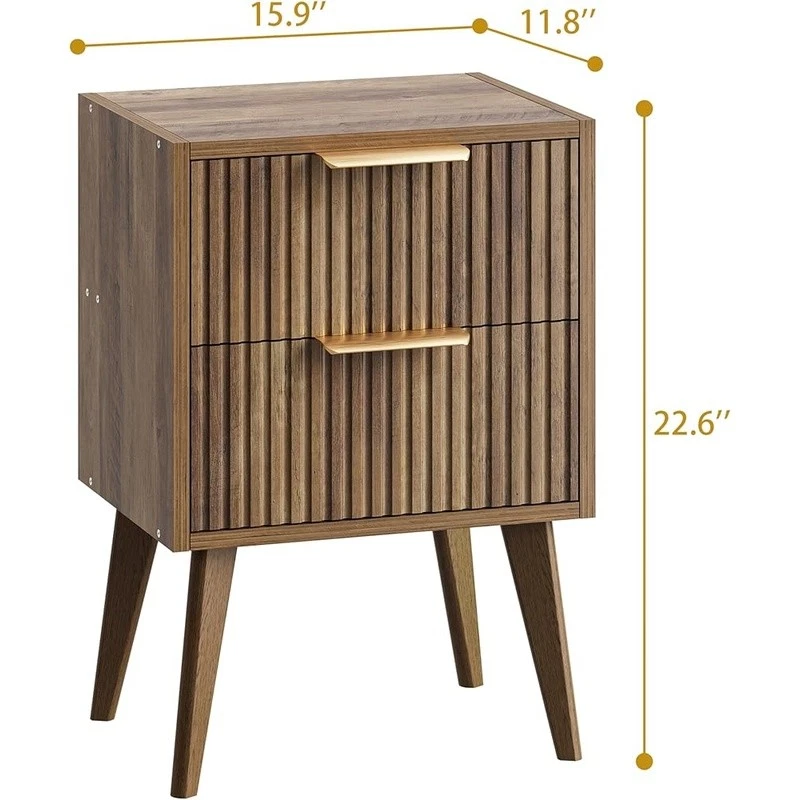 Mesita de noche estriada moderna mesa auxiliar de almacenamiento mesa auxiliar de dormitorio mediados de siglo nueva Foto 4 de 4