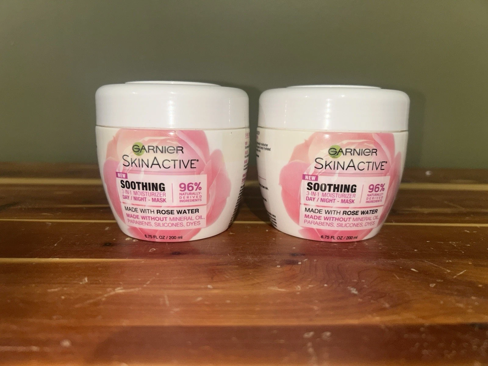 Garnier Skin Active Soothing 3 in 1 Moisturizer Day Night Mask Rose 200ml X2