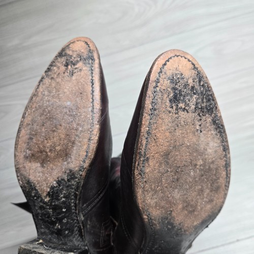 Stivali western da lavoro a punta bordeaux zip laterale pull on adulto uomo taglia 13 D - Foto 9 di 11