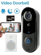 Smart 1080P Wireless Video Doorbell Camera w/ Chime 2-Way Audio Night Vision