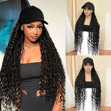 Adjustable Baseball Cap Hat Wig with Synthetic Braiding Hair 20in