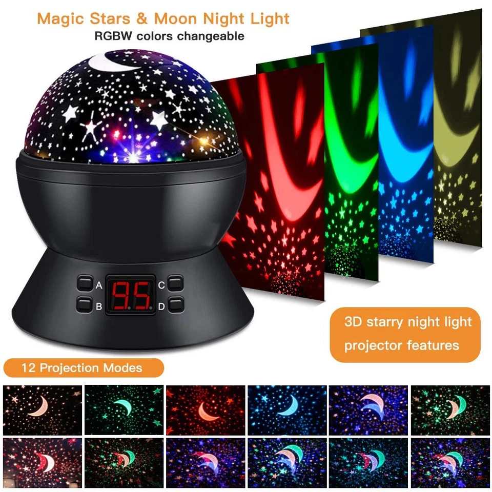  ANTEQI Star Projector Night Light for Kids Bedroom 3 Types Table Lamp Modes LED - Image 3 of 4