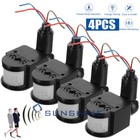 4PCS PIR Infrared Motion Sensor 180° Detector Switch Wall Light 12V Home Outdoor