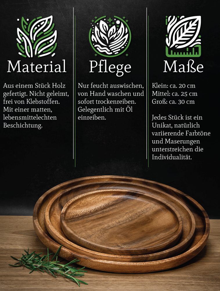 Rustikale Holzteller Aus Akazienholz – Fair Trade, 30 Cm, Für Käseplatten & Partys