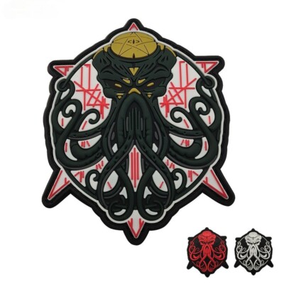 3Pcs 3D Pvc Cthulhu Awakens Lovecraft Game Cosplay Rubber Hook Loop Patch Badge