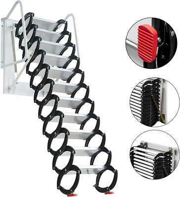 Wall Mounted Attic Ladder 9.84ft Vertical Height Folding Extension Ladder Titani
