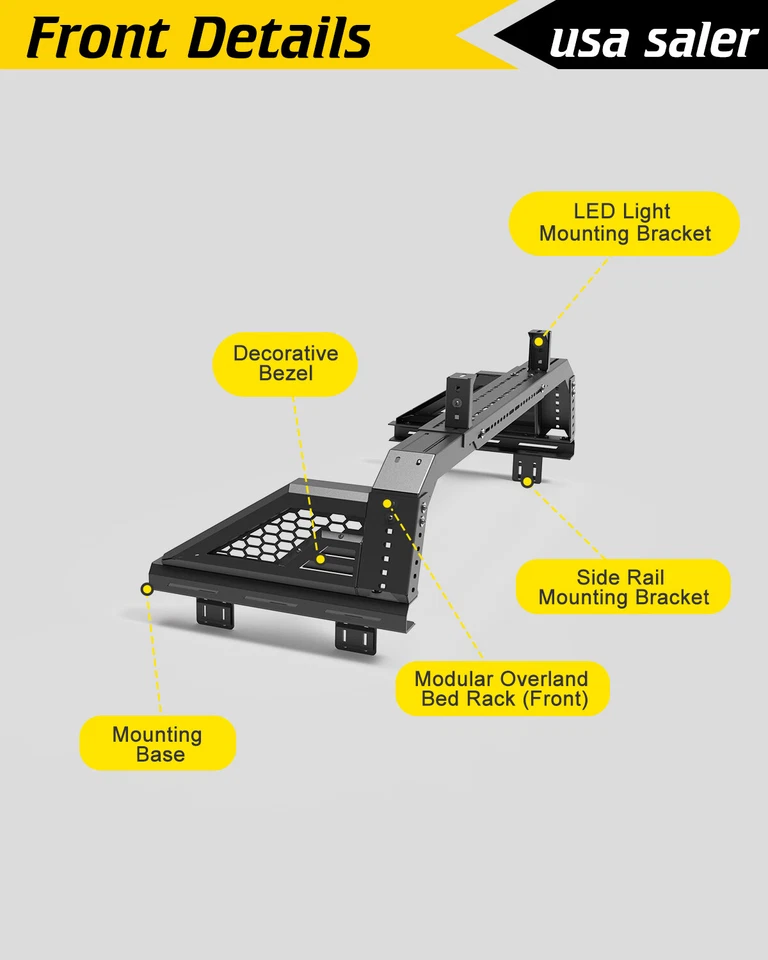 Adjustable Overland Bed Rack Roll bar For 1994-2004 Chevrolet S-10/GMC Sonoma Foto 2 de 4