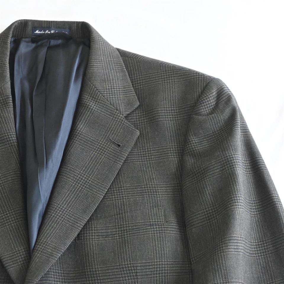 Roundtree Yorke 40S Green Houndstooth Wool Cashmere Mens Blazer Sport Coat - Image 2 of 4