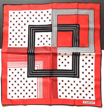 Vintage Fiorini Geometric Pattern Scarf Red Black and White 26-inch Square