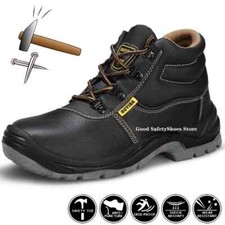 Men's Waterproof Safety Boots Steel Toe Puncture-Proof Protective High Top Shoes