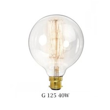 Oversize Long-life Premium Amber Glass G125 B22 Bayonet Vintage Bulb - 2 Pack