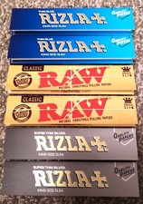 5 / 10 / 20 RIZLA SILVER / BLUE / RAW KING SIZE SLIM THIN SMOKING ROLLING PAPERS
