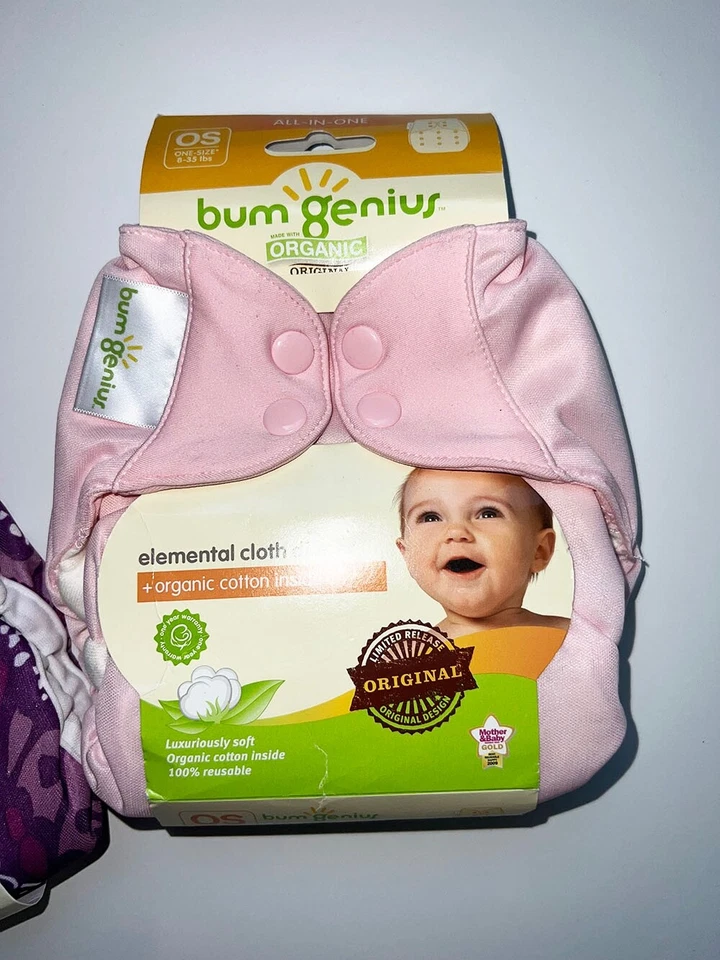 Pañales elementales orgánicos BumGenius flor y parche sistema operativo todo en uno nuevos Foto 3 de 4