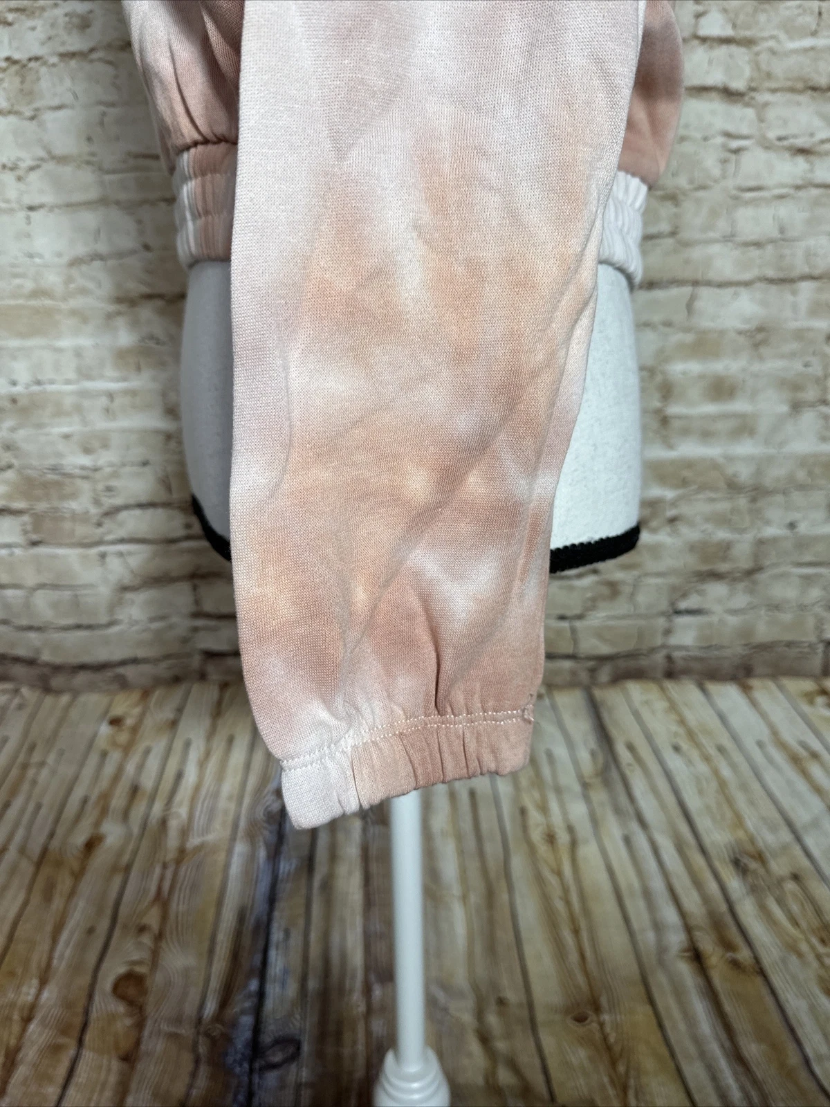 OFF WHITE Pullover donna M cropped top tie dye felpa con cappuccio beige bianco 60% cotone