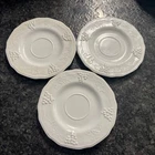 Milk Glass Vintage Harvest Pattern Saucers Set Of 3 EUC