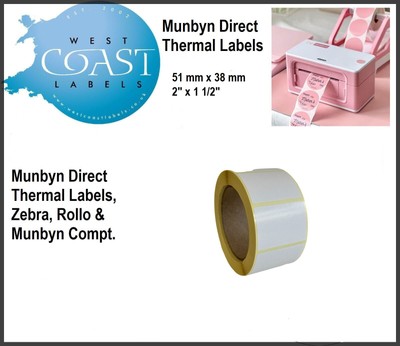 Munbyn Direct Thermoetiketten, WEISSPAPIERETIKETTEN 51 mm x 38 mm rechteckig,