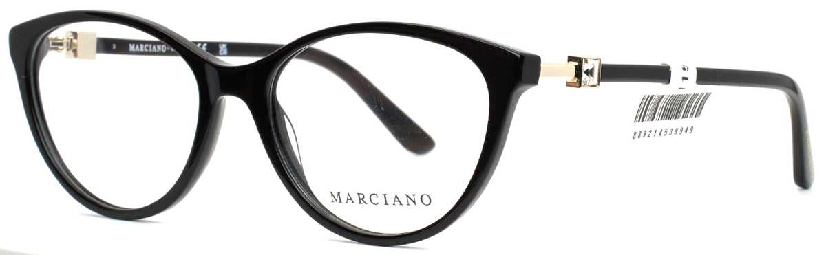 MARCIANO GM50023 001 Shiny Black Womens Semi Cat Eye Eyeglasses 53-16-140  B:41