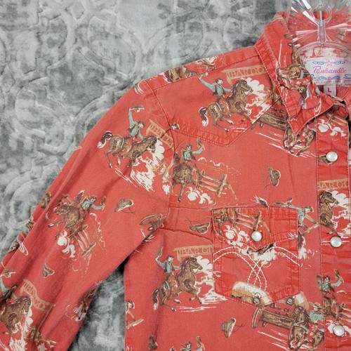 Panhandle Pearl Snap Shirt Girls Large Red Western Style Cowgirl Horse Rodeo - Picture 3 of 12