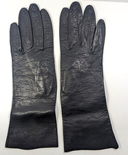 Womens Black Leather Gloves Unlined Vintage SIZE 6
