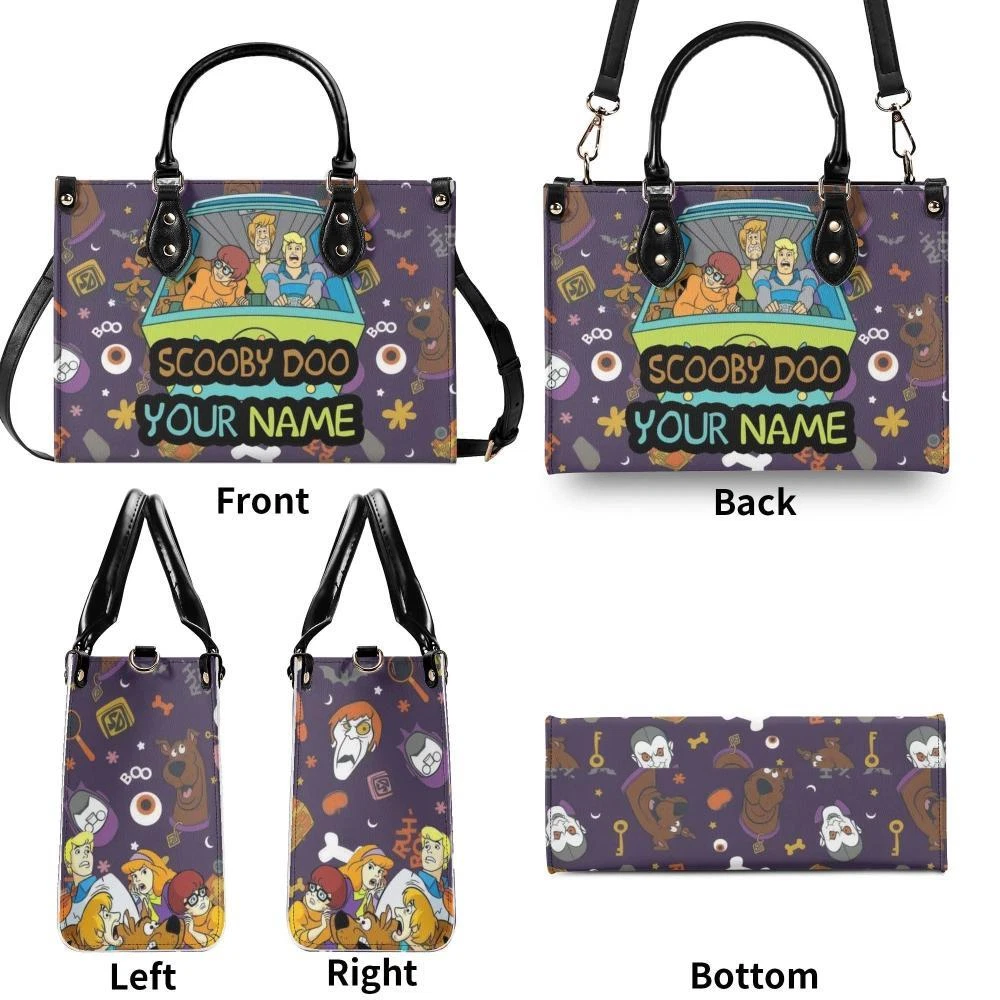 Personalized Scooby Doo Luxury Women PU Leather Handbag, Natural Material,